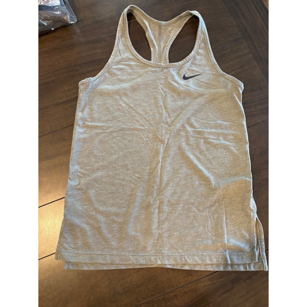 Nike Dri-FIT Womens Racerback Tank Top Heathered Grey XS Activewear Workout